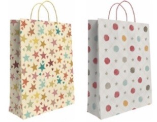 BOLSA PAPEL KRAFT RECICLADO DECORADA "L" 32X40 SURTIDOS C