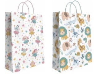 BOLSA PAPEL KRAFT RECICLADO DECORADA "L" 32X40 SURTIDOS E