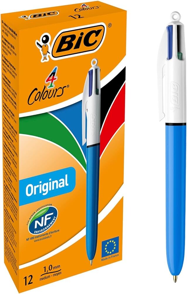 BOLIGRAFO BIC 4 COLORES MEDIUM C/12 UD.