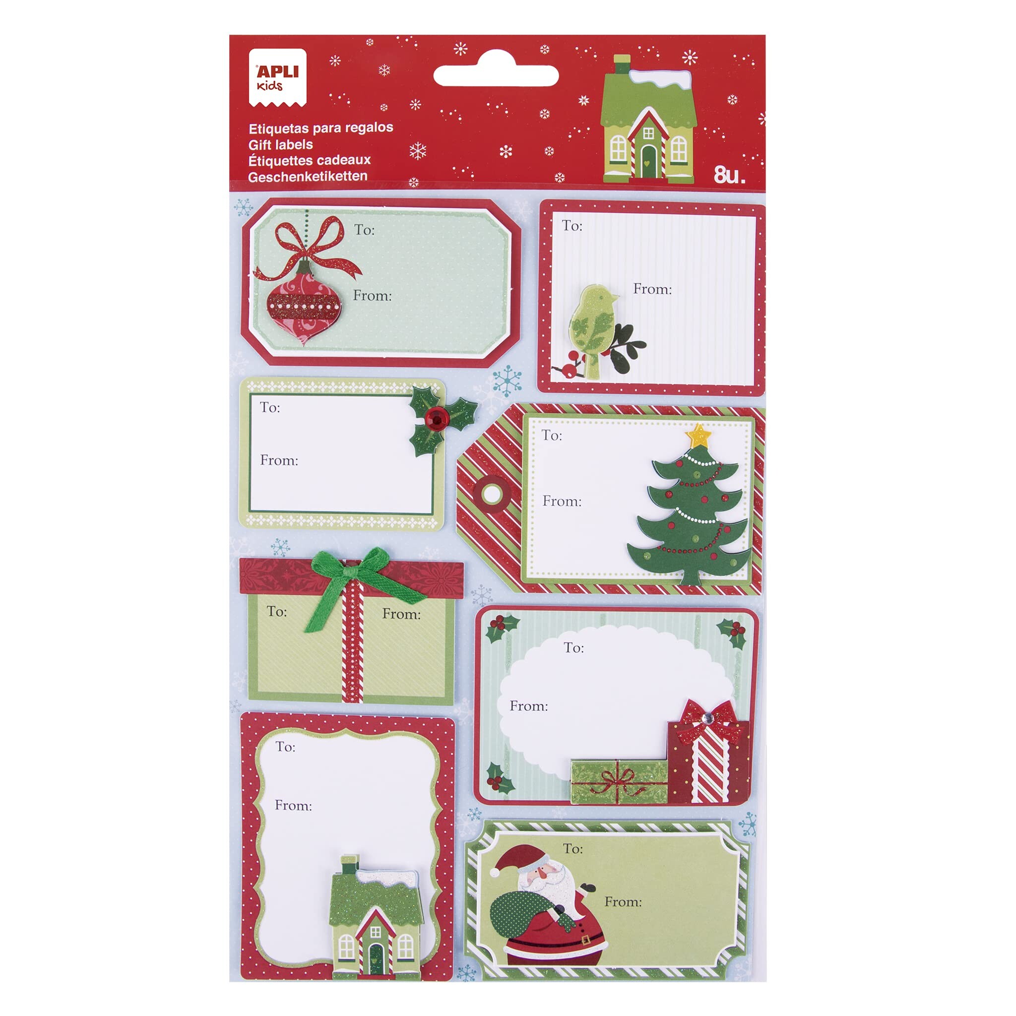 8 ETIQUETAS REGALO NAVIDAD ADORNO NAVIDAD APLI