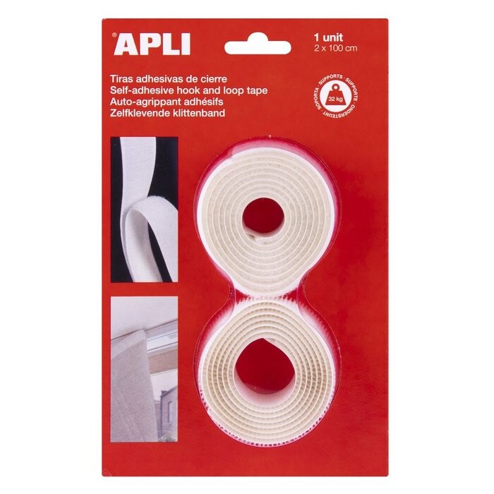2 CINTAS ADHESIVAS VELCRO BLANCO DE 1 METRO APLI
