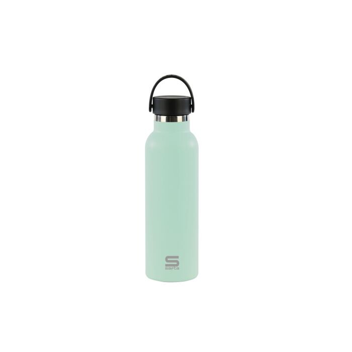 BOTELLA TERMICA ACERO INOXIDABLE EXTERIOR GOMA MENTA 600ML SAFTA