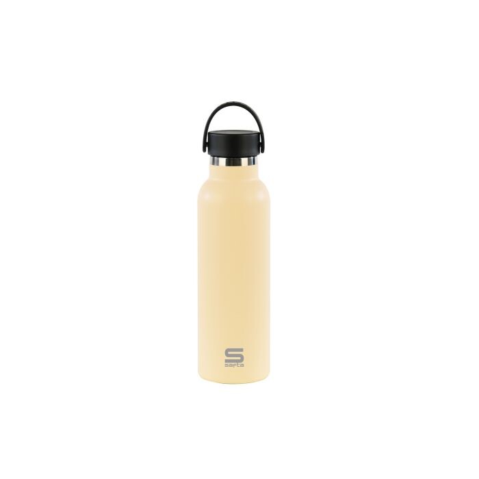 BOTELLA TERMICA ACERO INOXIDABLE EXTERIOR GOMA MANDARINA 600ML SAFTA