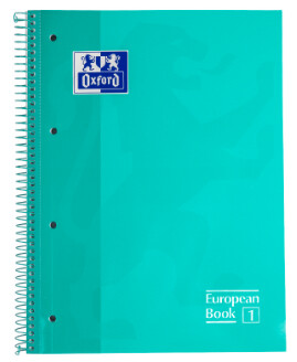 BLOC OXFORD EUROPEAN T/E A4 90GR 4 TALADROS 80H 5X5 VERDE MENTA C/5 UD.